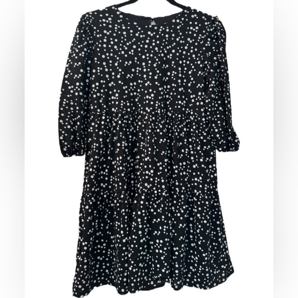 Jessica Howard Dress Black White Polka-Dot Sheath Flare Hem Lined Size 6P - Picture 1 of 9